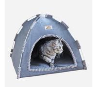 alfyng Cat Tent, Cats Tent Cave Nest Bed, Portable Kitten Tents, Pet House for Dog, Folding House with Soft Mat for Small Animals All Seasons Indoor and Outdoor (Thickened Gray)