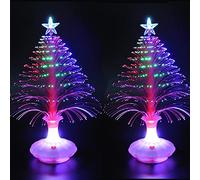 alfyng LED Fiber Optic Christmas Tree, Color Changing Holiday Tree Set with a Star, 12.6" Tabletop Christmas Lighted Tree for Christmas Houses Decoration and Holiday Scene (No Battery)