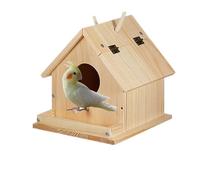 alfyng Parakeet Nest Warm Box, Bird Breeding Box, Parrot Wood House Nesting Box, Parrotlets Budgie Mating Box, Aviary Cage Box for Lovebirds, Cockatiel, with Birds Stand Perch (6 Inch)