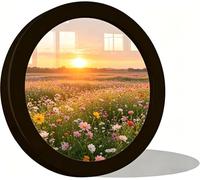 alfyng Round Photo Frame Wooden Wall Hanging Picture Frames Black 6 inch