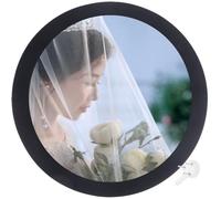 kylucky Round Photo Frame Wooden Wall Hanging Picture Frames for Home Office Wall Décor (black, 12 inch)
