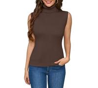 ALFYRCFT Sleeveless Turtlenecks for Women Mock Turtle Neck Ribbed Knit Pullover Sweater Vest Tank Tops Casual Stretchy 2025, Brown, XL