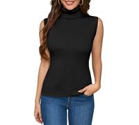 ALFYRCFT Sleeveless Turtlenecks for Women Mock Turtle Neck Ribbed Knit Pullover Sweater Vest Tank Tops Casual Stretchy 2025, Black, XL