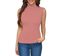 ALFYRCFT Sleeveless Turtlenecks for Women Mock Turtle Neck Ribbed Knit Pullover Sweater Vest Tank Tops Casual Stretchy 2025, Pink, L