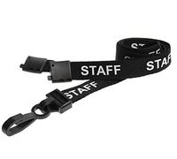 ALG ID Cards® Black Staff Lanyard Neck Strap with Plastic Clip and Safety Breakaway Release (100 Pack)