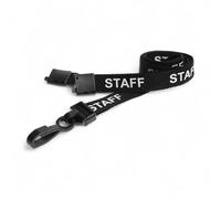 Black Staff Lanyard with Plastic Clip, Safety Breakaway, 15mm Wide, Double Sided, Comfortable Recycled Material for Staff, Workers, Employees, Adults, Companies - ALG ID Cards
