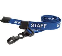 ALG ID Cards® Blue Staff Lanyards Neck Strap | Plastic Clip | Safety Breakaway