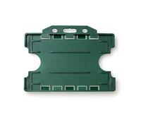 ALG ID Cards® Dark Green Double Sided/Dual Sided Rigid Dark Green ID Identity Card Pass Badge Holder for Neck Lanyard (Landscape/Horizontal) - Made in Britain from Recycled Plastic