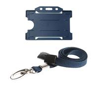 ALG ID Cards ID Card Badge Holder and Lanyard Neck Strap with Metal Clip & Safety Breakaway, Dark Blue