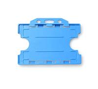 ALG ID Cards® Light Blue Double Sided/Dual Sided Rigid Light Blue ID Identity Card Pass Badge Holder for Neck Lanyard (Landscape/Horizontal) - Made in Britain from Recycled Plastic