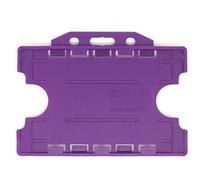 ALG ID Cards® Purple Double Sided/Dual Sided Rigid Purple ID Identity Card Pass Badge Holder for Neck Lanyard (Landscape/Horizontal) - Made in Britain from Recycled Plastic