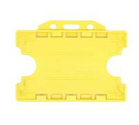 ALG ID Cards® Yellow Double Sided/Dual Sided Rigid Yellow ID Identity Card Pass Badge Holder for Neck Lanyard (Landscape/Horizontal) - Made in Britain from Recycled Plastic