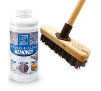Algae & Mould Remover and Heavy Duty Deck Scrubber with Long Handle Patio Cleaner - Garden Brush and Patio Cleaner Fluid for Cleaning Patio, Decking, Driveways, Warehouse, Garage, Garden Path etc.