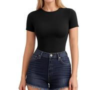 ALGALAROUND T-Shirts for Women Fitted Crew Neck Short Sleeve T-Shirts Summer Basic Womens Tops for Ladies Going Out Black
