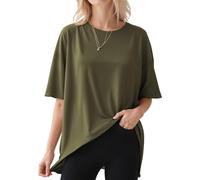 ALGALAROUND T-Shirts for Women Oversize Crew Neck Short Sleeve Oversized T-Shirts Loose Fit Summer Basic Casual Womens Tops for Ladies Going Out Army Green M