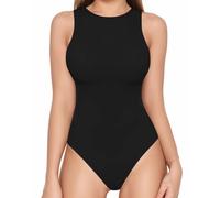ALGALAROUND Womens Bodysuit Crew Neck Sleeveless Tank Top Bodysuits with Snap Sexy Y2K Body Suits Going Out Tops Leotard Ribbed Body suit for Women