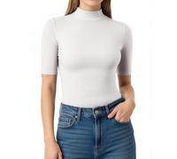 ALGALAROUND Women's T-Shirts 1/2 Sleeve Tops Turtle Neck Tight Elbow Length Sleeve Shirt Fitted T Shirt Ladies Short Sleeve Top Going Out Basic Shirt for Women Party Summer Casual Tee White L