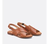 Algar Flat Leather Sandals Cognac