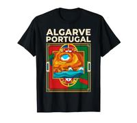 Algarve Portugal Flag Benagil Cave Coastal Vintage Art T-Shirt