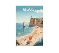 Algarve Portugal Lake Vintage Travel Poster Landscape 12x18inch(30x45cm) Canvas Wall Art Posters for Living Room Decor Paintings for Home Decor