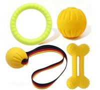 Algasan Dog Chew Toys for Aggressive Chewers, 4 Pack Floating Dog Toy Set with Tug of War Rope Ball, Durable Chew Ring, Elastic Ball & Bone Toy for Medium Large Dogs Outdoor Fetch Water Play，Style12