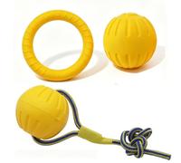 Algasan Dog Chew Toys for Aggressive Chewers, 4 Pack Floating Dog Toy Set with Tug of War Rope Ball, Durable Chew Ring, Elastic Ball & Bone Toy for Medium Large Dogs Outdoor Fetch Water Play，Style4