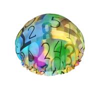 Algebra Abstract Pattern Shower Cap Reusable Double Waterproof Layers Bathing Shower Hat Hair Protection Shower Hat