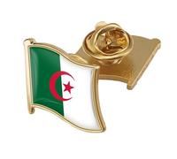 Algeria Flag Brooch - Simple Retro Geometry Flag Print Badge Pin For Patriotic Men Women Personality Badge Button Collar Pin For Jackets Shirts Backpacks