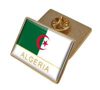 Algeria Flag Brooch - Simple Retro Geometry Flag Print Badge Pin For Patriotic Men Women Personality Badge Button Collar Pin For Jackets Shirts Backpacks Character