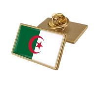 Algeria Flag Brooch - Simple Retro Geometry Flag Print Badge Pin For Patriotic Men Women Personality Badge Button Collar Pin For Jackets Shirts Backpacks Rectangle