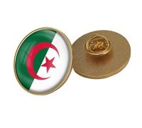 Algeria Flag Brooch - Simple Retro Geometry Flag Print Badge Pin For Patriotic Men Women Personality Badge Button Collar Pin For Jackets Shirts Backpacks Round