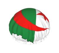 Algeria Flag Map Printed Large Shower Cap, Double Layer Hair Protector For Facial Care, Reusable Hair Wrap