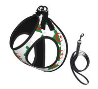 Algeria Flag Map printing Dog Harness with Leash Set, Step-in Breathable Puppy Cat Dog Vest, No Pull Adjustable Puppy Harness
