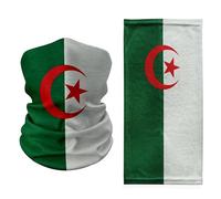 Algeria Flag Neck Gaiter - Lightweight Breathable Face Scarf with Crescent & Star - Multifunctional Headwear for Travel, Sports & Outdoor Use - Patriotic Algerian Face Covering