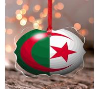 Algeria Window Hangings World Countries Flag International Festival Round Ornament Keepsake Gift Flag Vivid Color Acrylic Christmas Bauble Gifts for Christmas Anniversary Birthday Mother's Day