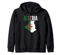 Algerian Pride National Flag Map Art Zip Hoodie