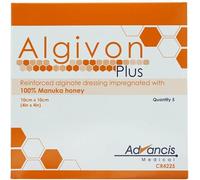 Algivon Plus Manuka Honey Alginate Square Wound Dressing, 10 x 10 cm