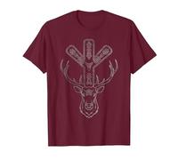 Algiz Rune and Deer T-Shirt, Men, Burgundy, XX-Large