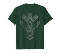 Algiz Rune and Deer T-Shirt, Men, Dark Green, 3X-Large