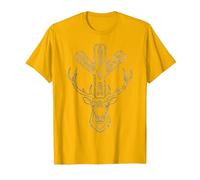 Algiz Rune and Deer T-Shirt, Men, Golden Yellow, 3X-Large