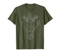Algiz Rune and Deer T-Shirt, Men, Olive Green, Medium