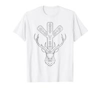Algiz Rune and Deer T-Shirt, Men, White, 4X-Large