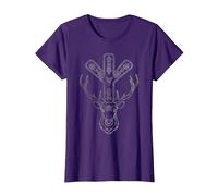 Algiz Rune and Deer T-Shirt, Women, Purple, Small