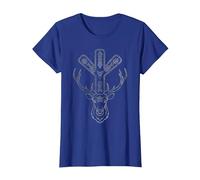 Algiz Rune and Deer T-Shirt, Women, Royal Blue, Large