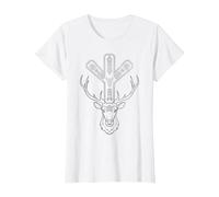 Algiz Rune and Deer T-Shirt, Women, White, 3X-Large