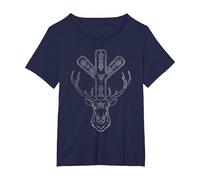 Algiz Rune and Deer T-Shirt, Women's Plus, Navy Blue, 4X