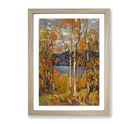 Algonquin In October By Tom Thomson Classic Painting Framed Wall Art Print, Ready to Hang Picture for Living Room Bedroom Home Office Décor, Oak A4 (34 x 25 cm)