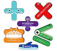 algpty 7 Pieces Math Signs Magnetic for Elementary, Math Symbols Greater Than/Less Than/Equal to Alligator, Plus, Minus Animal Teacher Tools Must Have for Classroom School Supplies Decorations