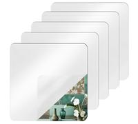 AlGuirnex 5pcs Stick on Mirror Self Adhesive 20x20cm Acrylic Wall Tile Stickers, Frameless Unbreakable Lightweight Mirror Tiles for Bedroom Bathroom Shower Wardrobe