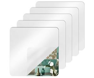 AlGuirnex 5pcs Stick on Mirror Self Adhesive 20x20cm Acrylic Wall Tile Stickers, Frameless Unbreakable Lightweight Mirror Tiles for Bedroom Bathroom Shower Wardrobe